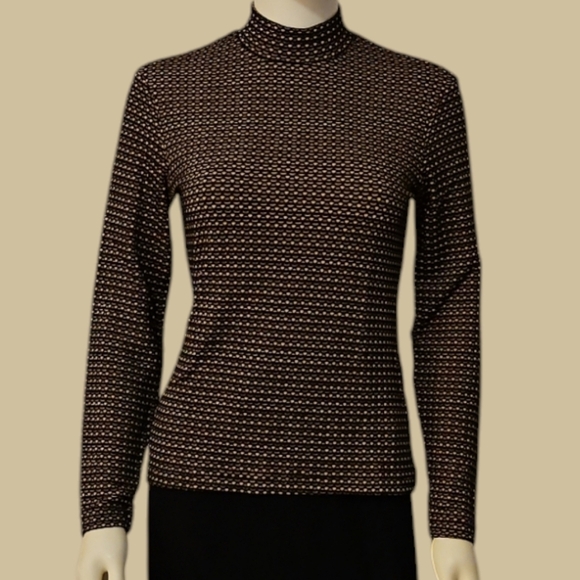 Vtg 1970s BENTLEY ARBUCKLE Textured Long Sleeve Bodycon Mock Turtleneck - Picture 1 of 7